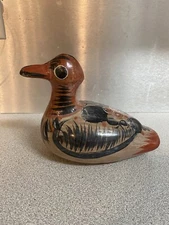 Vintage Large Signed 9” Long Tonala Mexico Pottery Duck