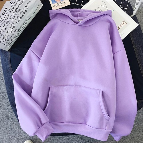 Ladies Fleece Hoodies Solid Sweatshirt Women Casual Loose Long Sleeve Tops UK - Picture 21 of 28