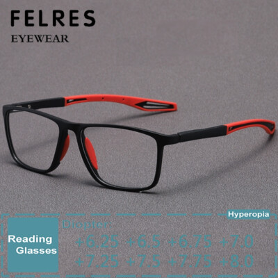 Men Women Square Anti Blue Light Reading Glasses +6.25 To +8.0 Highly Strength