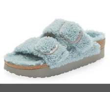 Birkenstock Womens Arizona Big Buckle Teddy Shearling Sandals EU 38, US 7 Narrow