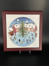 Villeroy & Boch Naif Christmas  rare wood- framed Trivet Decor.