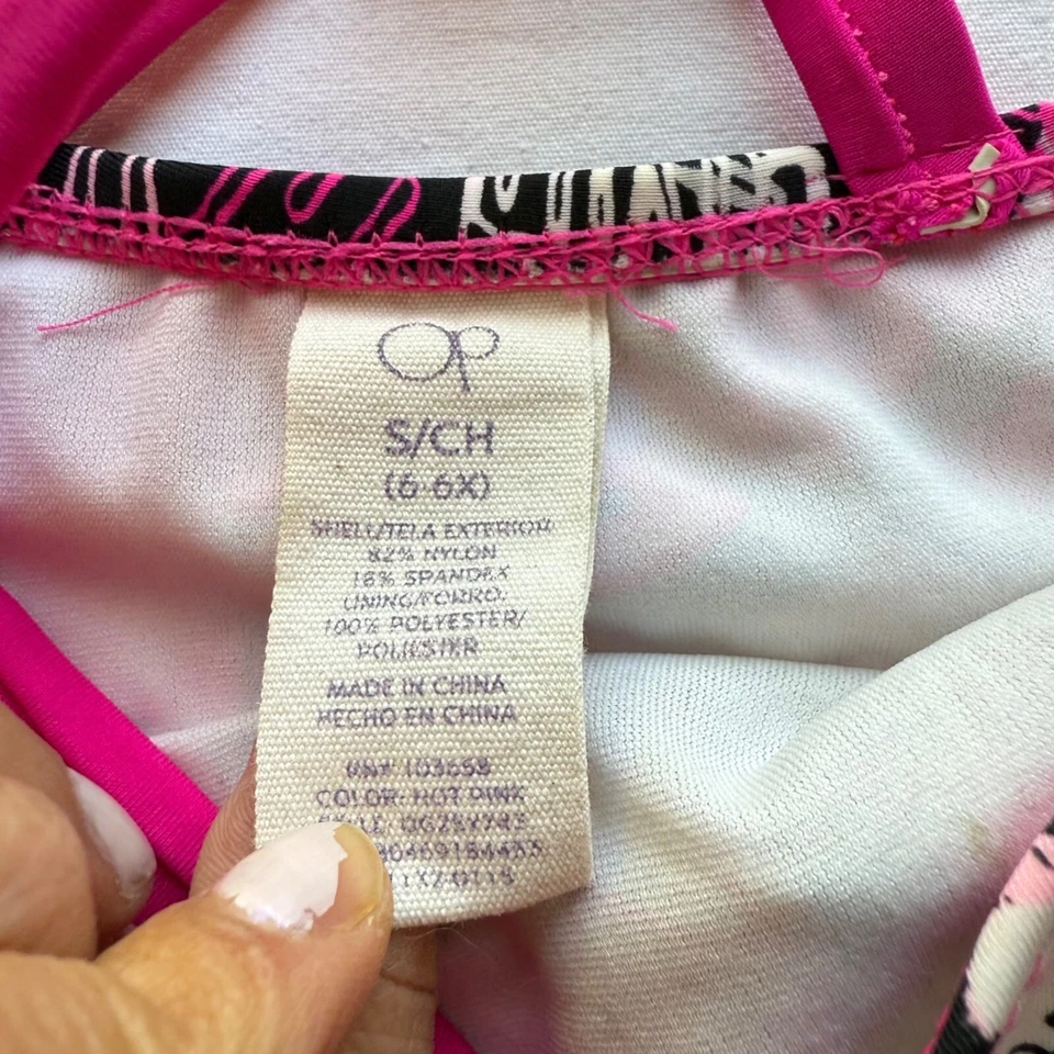 Conjunto Tankini OP Rosa y Negro Niñas con Gráficos Amor y Paz Talla S (6/6x) Foto 4 de 4