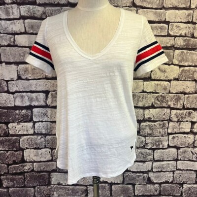 Pink Victoria's Secret NWT White, Red & Navy Tee Shirt Size L