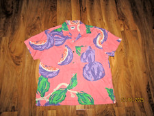 Obey Obst Print Rosa Sommer Leinenmischung Kurzarm Shirt Medium