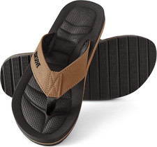 Mens Flip Flops - Comfort Arch Support Slides - Memory Foam Slip on Beach Sandal