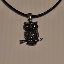 OWL Pewter Pendant Charm / 26" Adjustable Necklace U.S.A.