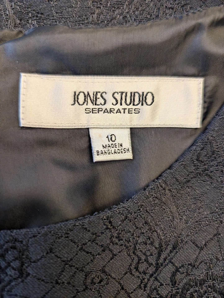 Vestido Jones Studio Mujer Talla 10 Negro Floral Forrado Sin Mangas Sexy Carrera Core Foto 4 de 4