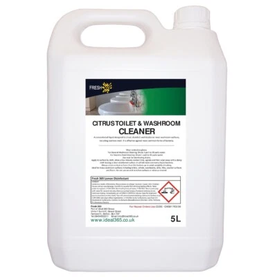 Fresh 365 Citrus Toilet & Washroom Cleaner 5L Concentrate Free Next Day Delivery