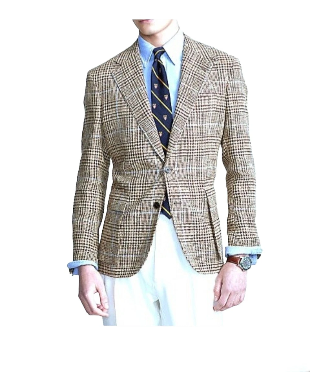 Mens 38R Polo Ralph Lauren RL67 Glen houndstooth Blazer Sports Coat plaid  jacket