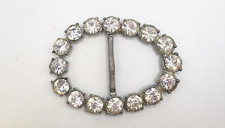 Vintage Silver Tone Rhinestone Belt Buckle
