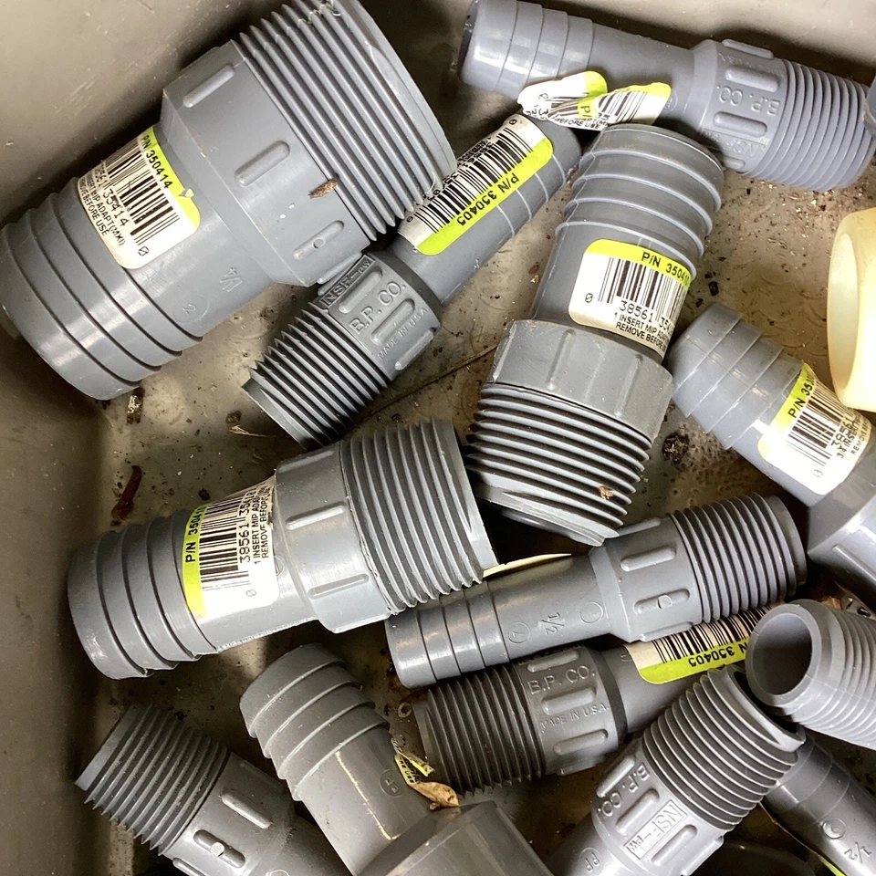 lot of 29 plastic nsf pvc 1/2” to1-1/4” thread to barb adapter fittings  - Image 3 of 4