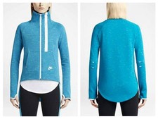 NWT 160 WOMEN'S NIKE TECH FLEECE MOTO CAPE HEATHER BLUE VOLT SIZE MEDIUM