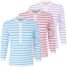 adidas Damen Pullover Strickpullover Freizeit Pulli mit Knopfleiste gestreift