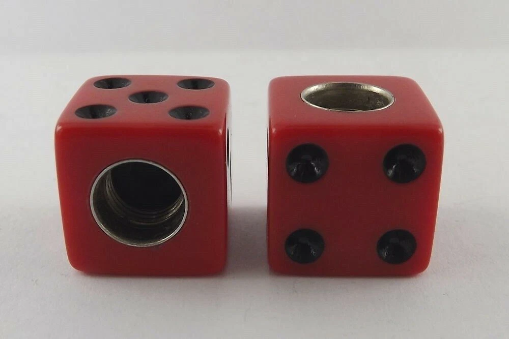 Red Black Dice Valve Caps Old School BMX Fits SE GT Hutch