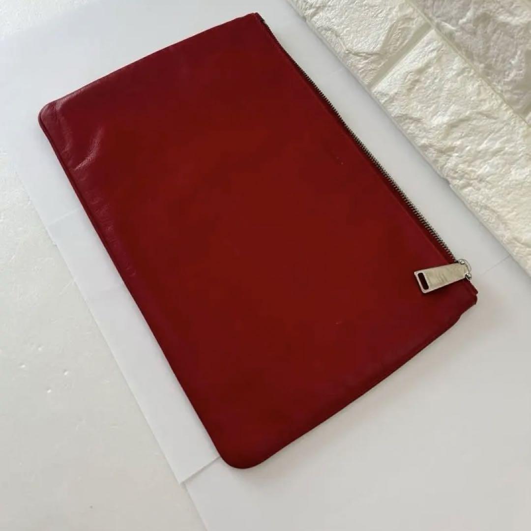 Jil Sander Red Leather Clutch Bag Women Bag Accessory Original LTD