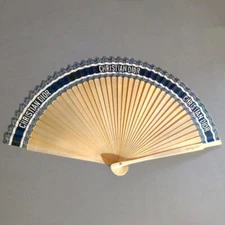 Brand New Folding Fan Navy Black Sensu Novelty