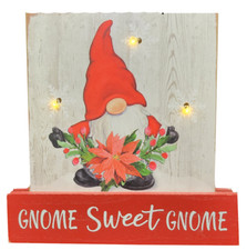 Gnome Sweet Gnome Christmas LED Lighted Standing Sign Plaque Holiday Decor