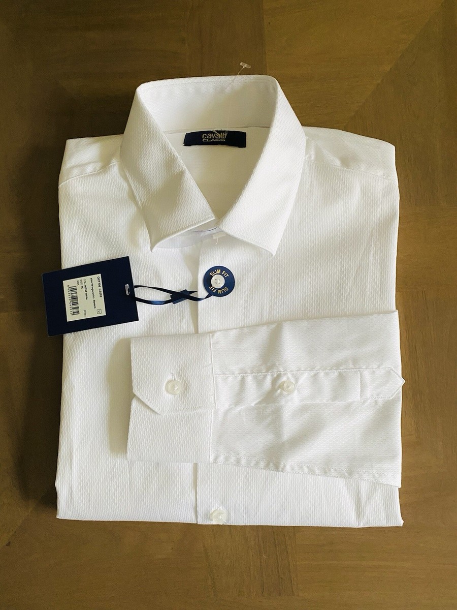 Cavalli CLASS Men's Long Sleeve Dress Logo Shirt Size 16 EU