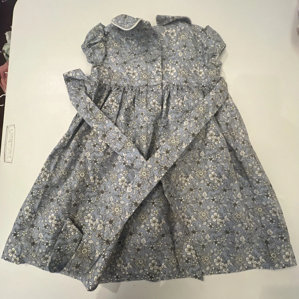 Bella Bliss Girls Dress 12m Blue Floral Smocked Dress With Collar Foto 2 de 4