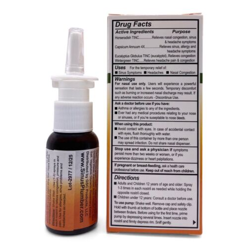 Sinus Plumber Allergy Cold Combo - Hot Pepper and Hydrogen Peroxide Nasal Sprays - Picture 3 of 9