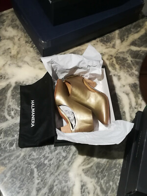 *TOP* Original Halmanera Milano Stiefeletten Pumps Stilettos Gold Gr.37 * NEU *