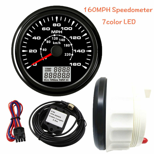 2 Gauge Set GPS 160MPH Speedometer 8000rpm Tachometer 7 Color Backlitht US STOCK - Picture 2 of 7