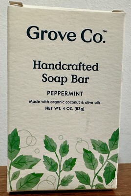 Grove Co. Handcrafted Soap Bar Peppermint w/Coconut & Olive Oils 4 OZ FREE Ship!