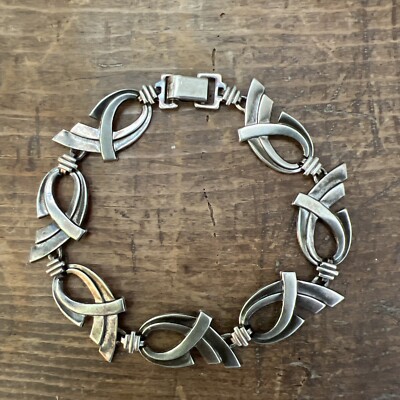 Vintage wRe W R Richards Sterling Silver Open Work Link Bracelet 7