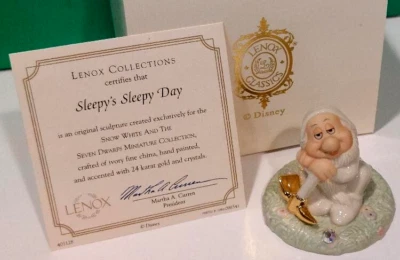 LENOX Disney SLEEPY'S SLEEPY DAY Miniature Collection Snow White NEW in BOX COA - Image 1 of 4