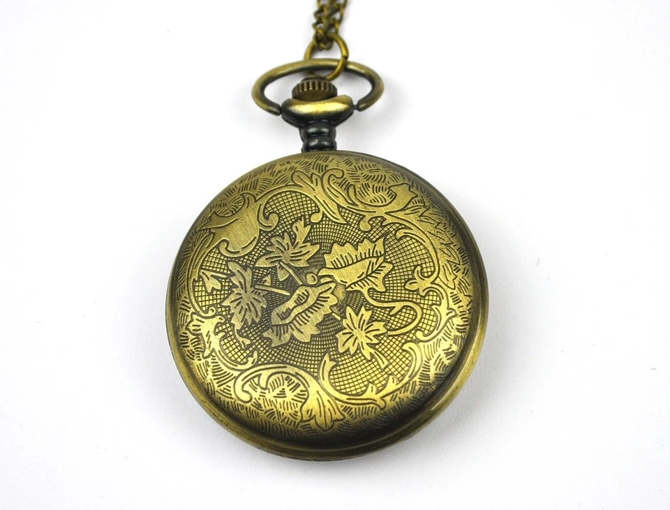 Taschenuhr Retro Kettenuhr Uhr mit Kette Herrenuhr Herz Netz Stern Ranken Motiv - Bild 3 von 4