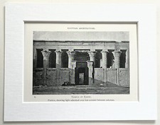 TEMPLE at EDFOU, EGYPTIAN ARCHITECTURE Print - 1905 Mounted Antique B&W