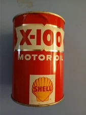 SHELL X-100 MOTOR OIL CAN FULL UNOPENED SAE 20-20W