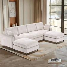 NEW#Modern corduroy modular section sofa,U-shaped convertible L-shaped sofa set