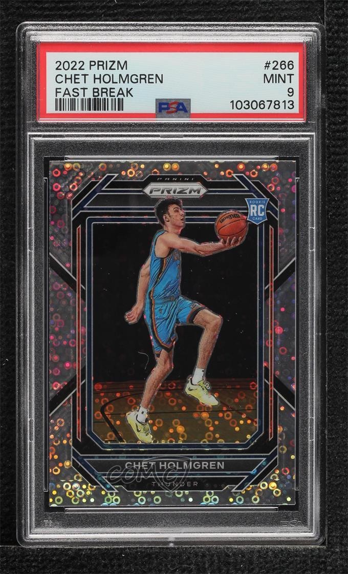 2022-23 Panini Prizm Fast Break Chet Holmgren #266 PSA 9 MINT Rookie RC 2l4
