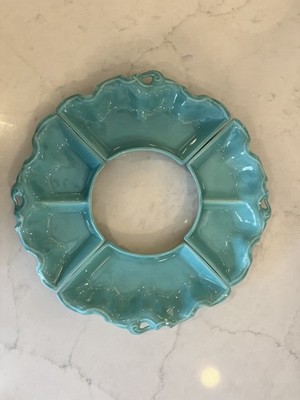 AC Davey California Pottery Turquoise Relish Tray 4 Pc Dip Set MCM