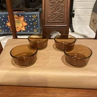 4 Fire King Anchor Hocking Glass Amber Brown 434 Custard Cups Ramekins 6 Oz