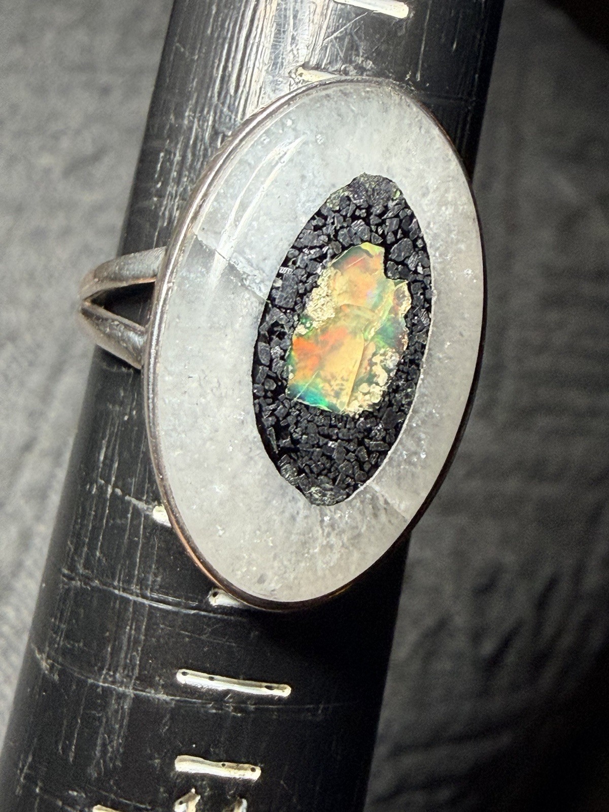 Boulder Opal Pyrite Quartz Statement Ring 925 Ste… - image 21