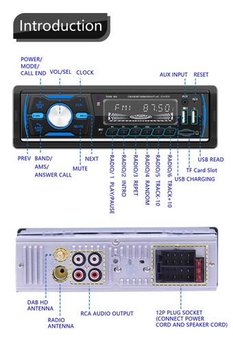 Car Radio Stereo DAB+ Player Bluetooth Hands Free AUX USB FM MP3 Single 1 DIN - Picture 14 of 21