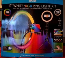 Bower 12" RGB LED Ring Light Kit, Adjustable Brightness, 62in Tripod, Remote