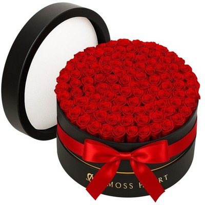 Moss Heart 100 Preserved Roses, Forever Flowers for Delivery 100 Red 