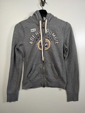 Y2K Abercrombie  Fitch Womens Full Zip Fleece Sweatshirt Hoodie Gray Sz Medium