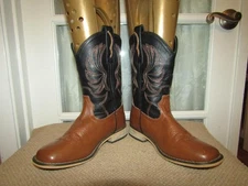 ROLLDA Youth size 3 Brown & Black Square Toe Cowboy Cowgirl Western Boots