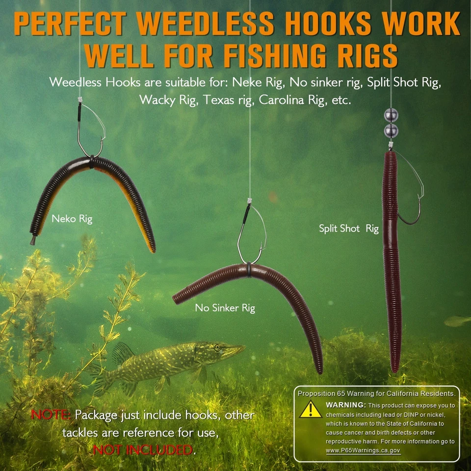 30PCS Weedless Wacky Rig Hooks - 3/0 Worm Hook for Freshwater Saltwater Fishing - Image 4 of 4