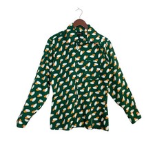 True Vintage 1970s Green Oval Print Shirt Disco Men  s Size M
