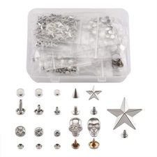 320 Sets Leather Rapid Rivet Skull Head Star Crystal Rhinestone Mixed Metal R...