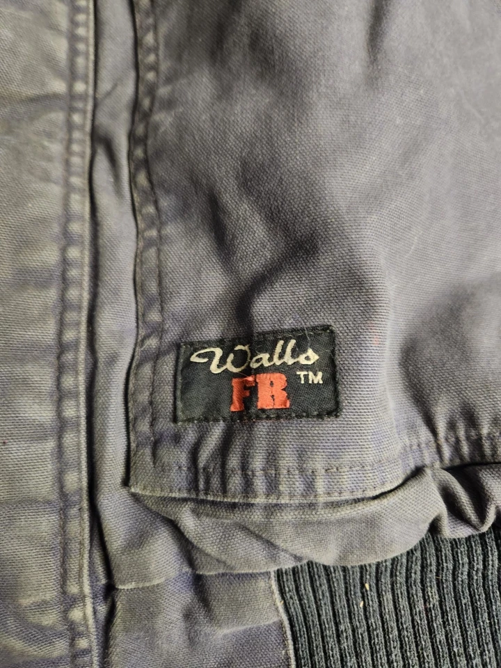 VTG Walls FR Flame Resistant Canvas Jacket Mens Large Navy Blue Lined Full Zip - Image 3 of 4