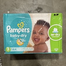 Pampers Baby Dry Size 3 Disposable Diapers 144 Count White Unisex