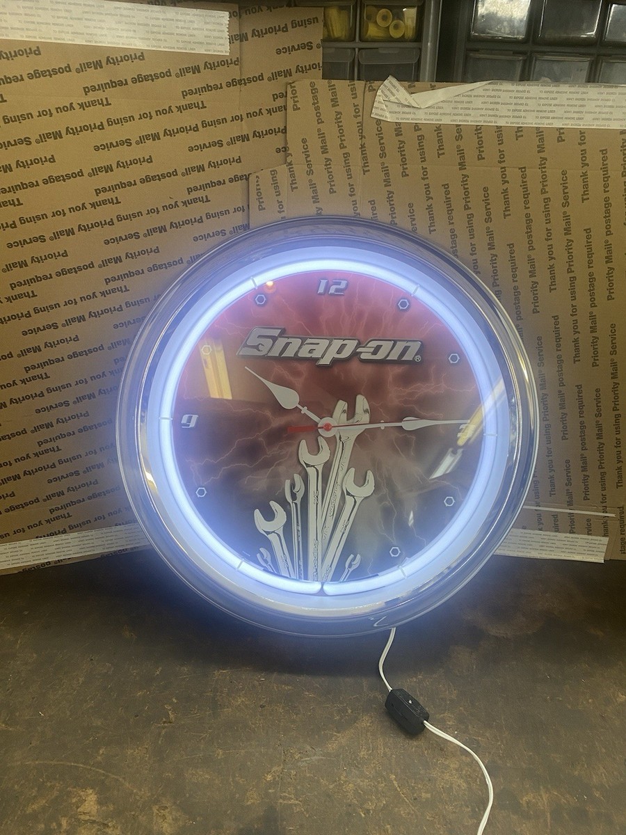 2012 NIB Snap On Tools 16” Neon Wall Clock With Wrench Logo | eBay