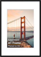 Black Solid Wood A1 Picture Frame with Plexiglass, Wall Mount, 1 Pack