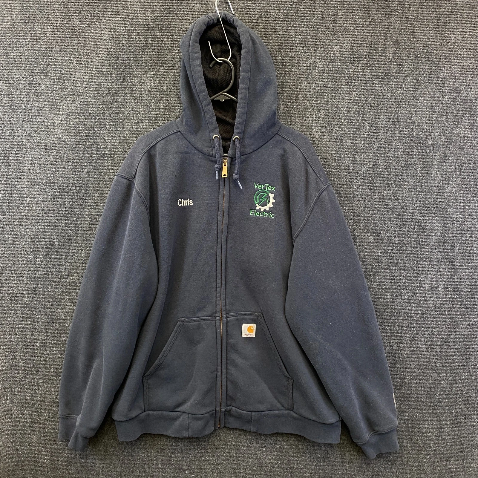 Carhartt Rain Defender Mens Full Zip Thermal Lined Hoodie Blue Pockets Size L